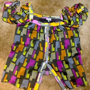 Milly of New York size 12 vibrant color block blouse